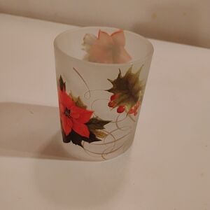 Festive Poinsettia Candle Holder NOEL Sign Floral Nature's Journey TM 3.5' Tall